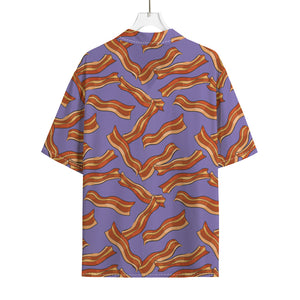 Purple Bacon Pattern Print Rayon Hawaiian Shirt