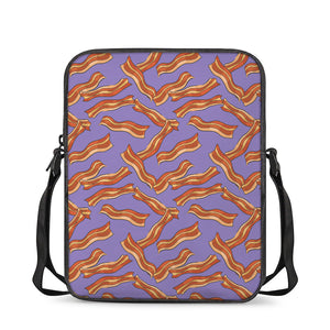 Purple Bacon Pattern Print Rectangular Crossbody Bag