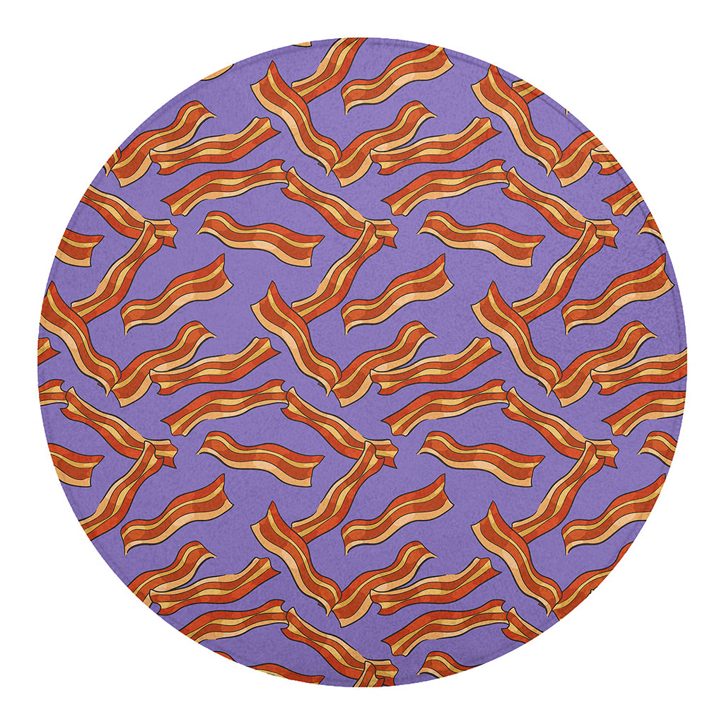 Purple Bacon Pattern Print Round Blanket
