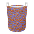 Purple Bacon Pattern Print Round Laundry Basket