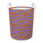Purple Bacon Pattern Print Round Laundry Basket