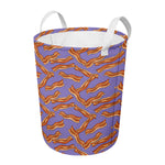 Purple Bacon Pattern Print Round Laundry Basket