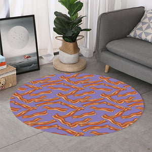 Purple Bacon Pattern Print Round Rug