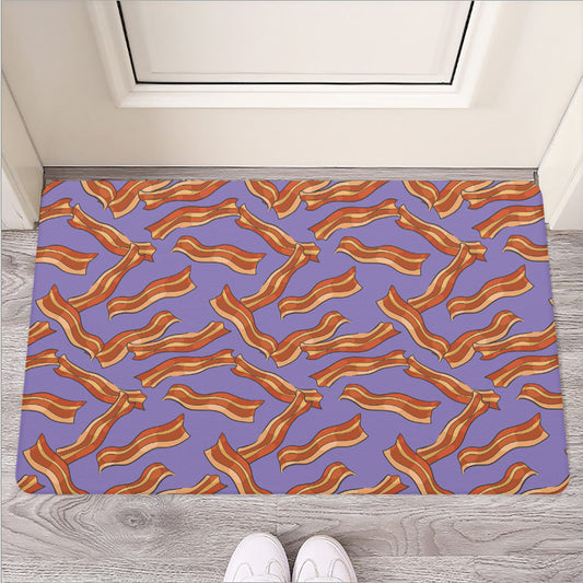 Purple Bacon Pattern Print Rubber Doormat