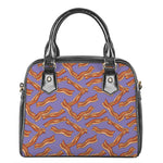 Purple Bacon Pattern Print Shoulder Handbag