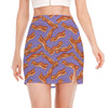 Purple Bacon Pattern Print Side Slit Mini Skirt