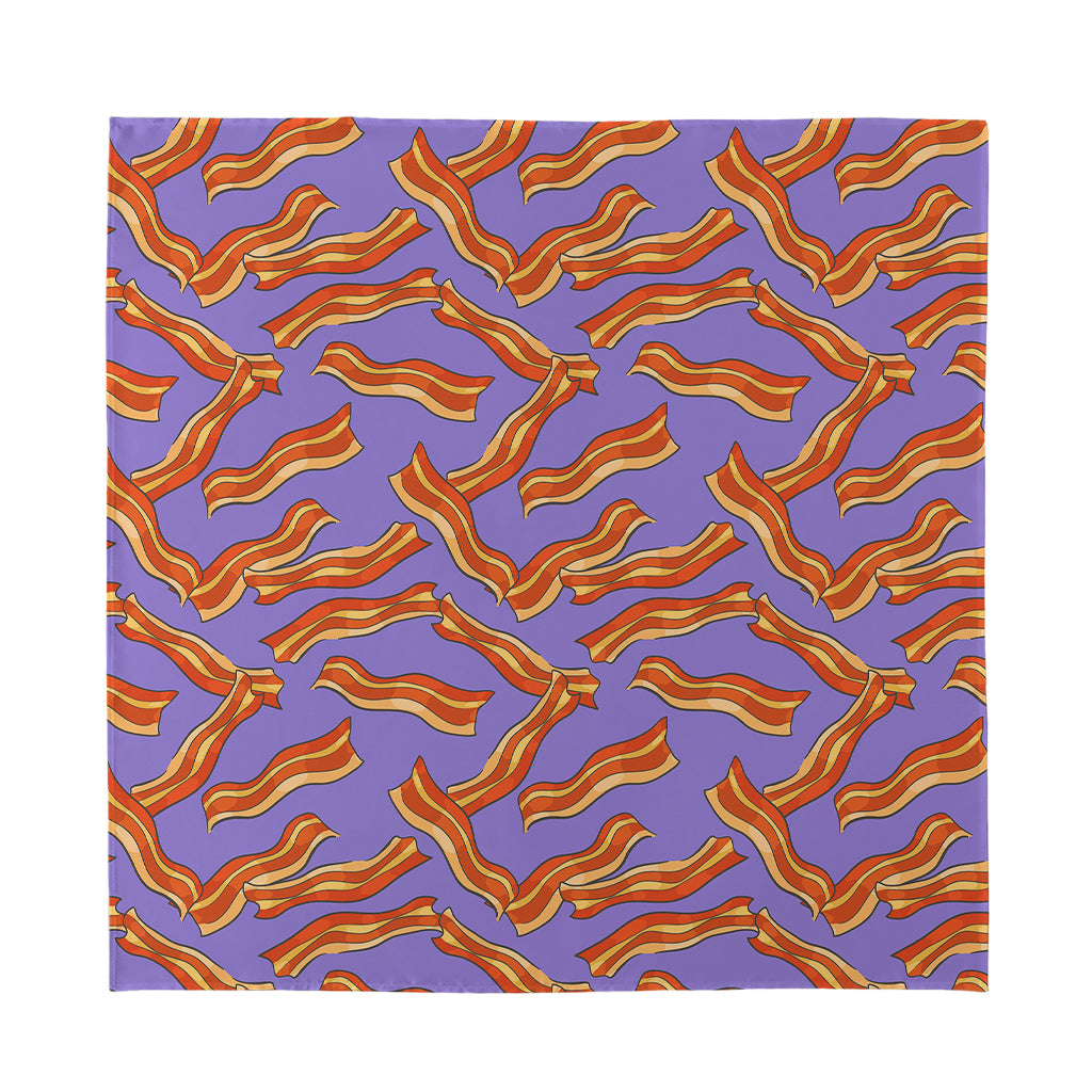 Purple Bacon Pattern Print Silk Bandana