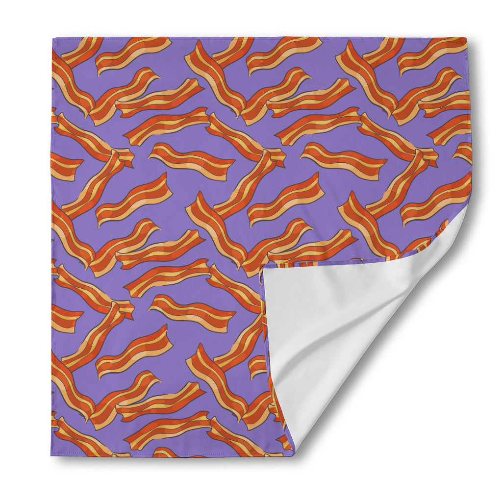 Purple Bacon Pattern Print Silk Bandana