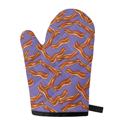 Purple Bacon Pattern Print Single Oven Mitt