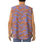 Purple Bacon Pattern Print Sleeveless Baseball Jersey