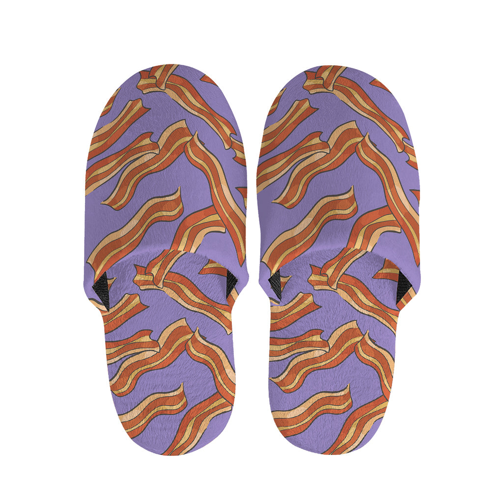 Purple Bacon Pattern Print Slippers