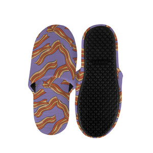 Purple Bacon Pattern Print Slippers