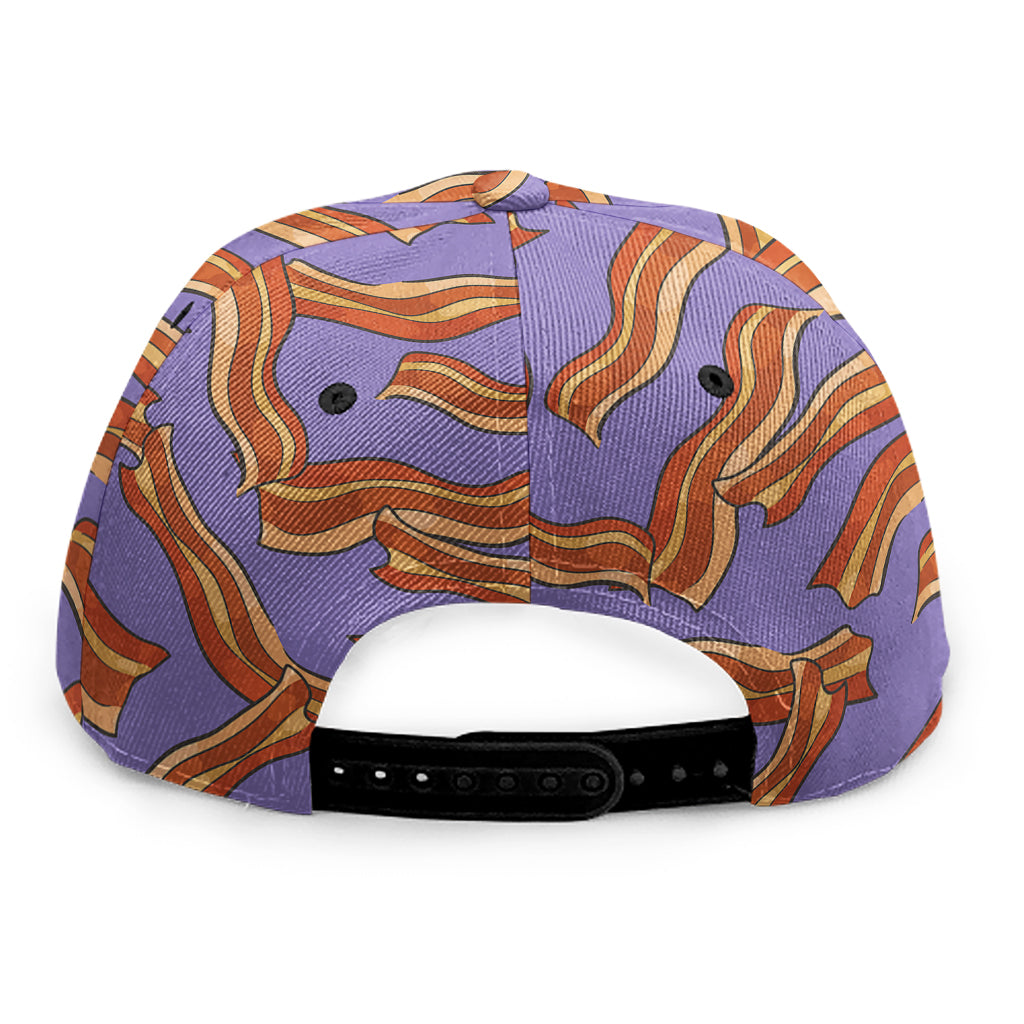 Purple Bacon Pattern Print Snapback Cap