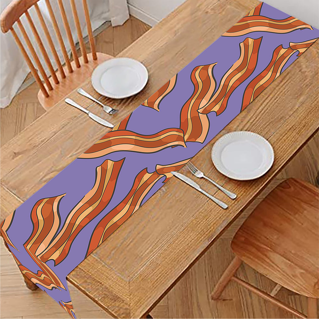 Purple Bacon Pattern Print Table Runner
