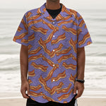 Purple Bacon Pattern Print Textured Short Sleeve Shirt