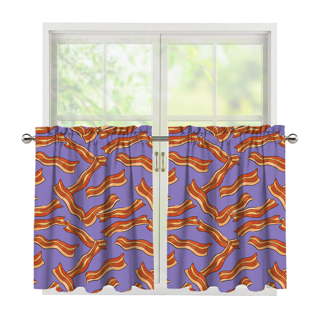 Purple Bacon Pattern Print Tier Curtains