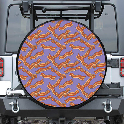 Purple Bacon Pattern Print Tire Cover
