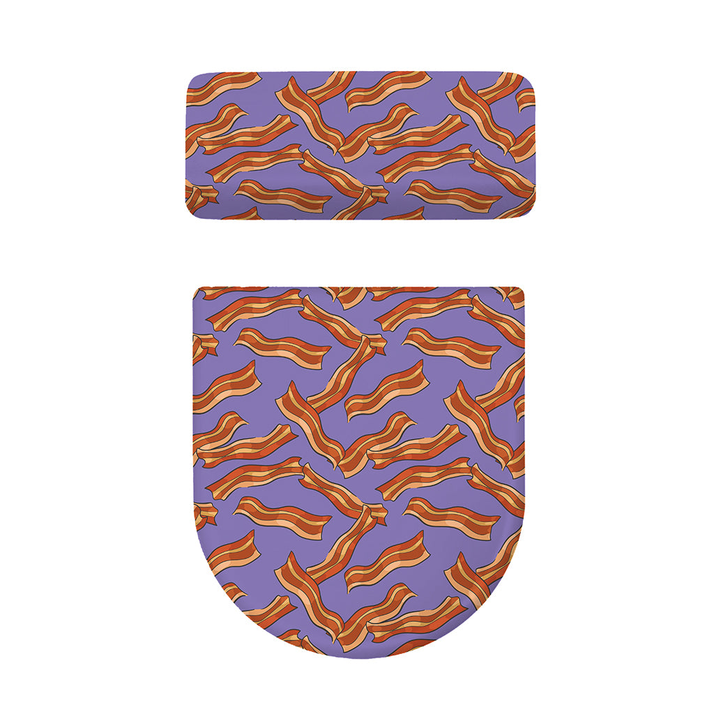 Purple Bacon Pattern Print Toilet Lid And Tank Cover Set