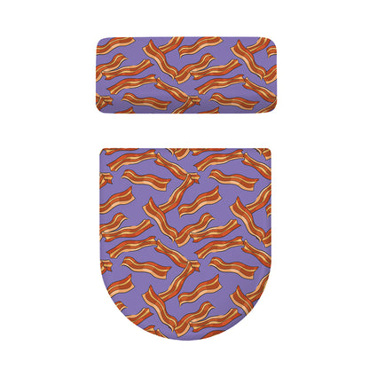 Purple Bacon Pattern Print Toilet Lid And Tank Cover Set
