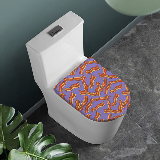Purple Bacon Pattern Print Toilet Lid Cover