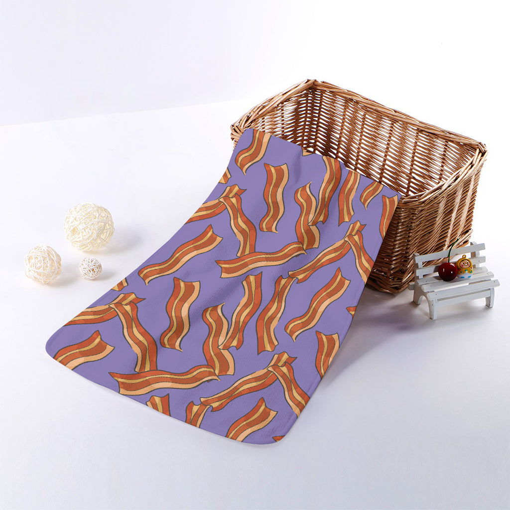 Purple Bacon Pattern Print Towel