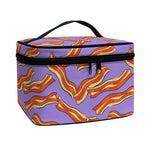 Purple Bacon Pattern Print Travel Makeup Bag