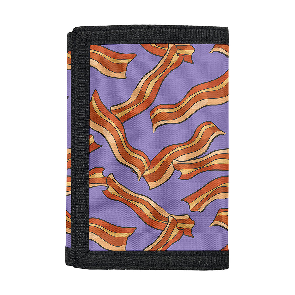 Purple Bacon Pattern Print Trifold Wallet