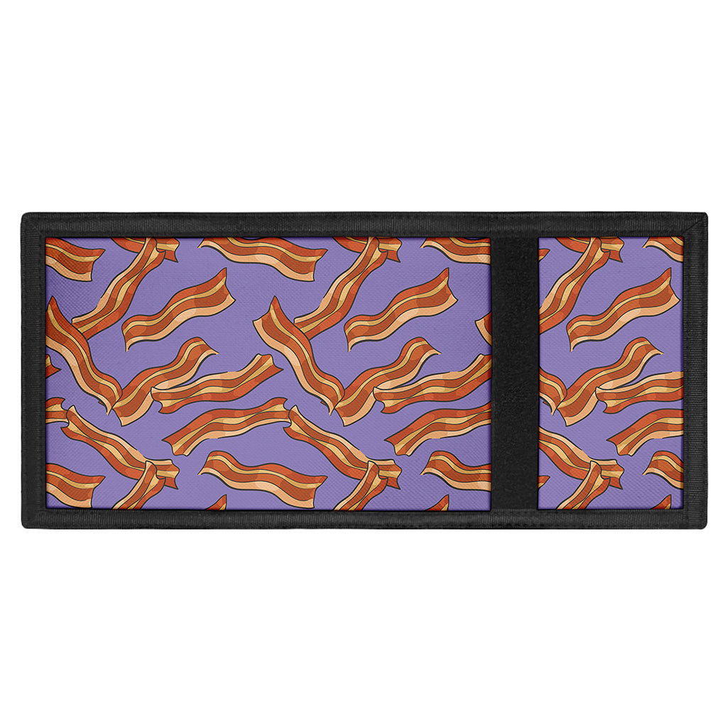 Purple Bacon Pattern Print Trifold Wallet