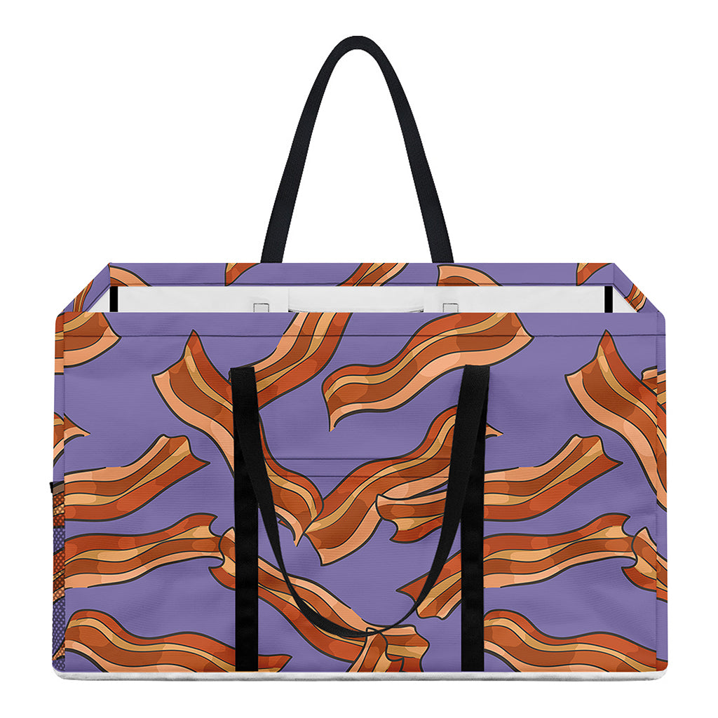 Purple Bacon Pattern Print Utility Tote Bag