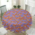 Purple Bacon Pattern Print Waterproof Round Tablecloth