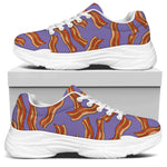 Purple Bacon Pattern Print White Chunky Shoes