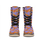 Purple Bacon Pattern Print Winter Boots