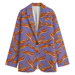 Purple Bacon Pattern Print Women's Blazer