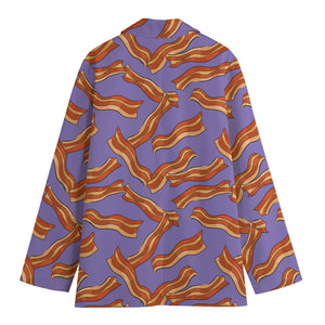 Purple Bacon Pattern Print Women's Blazer