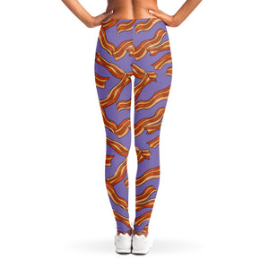 Purple Bacon Pattern Print Women's Leggings