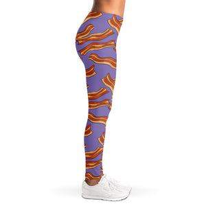 Purple Bacon Pattern Print Women's Leggings