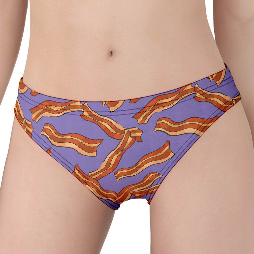 Purple Bacon Pattern Print Women's Panties