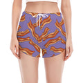 Purple Bacon Pattern Print Women's Split Running Shorts