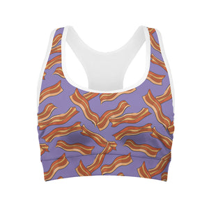 Purple Bacon Pattern Print Women's Sports Bra