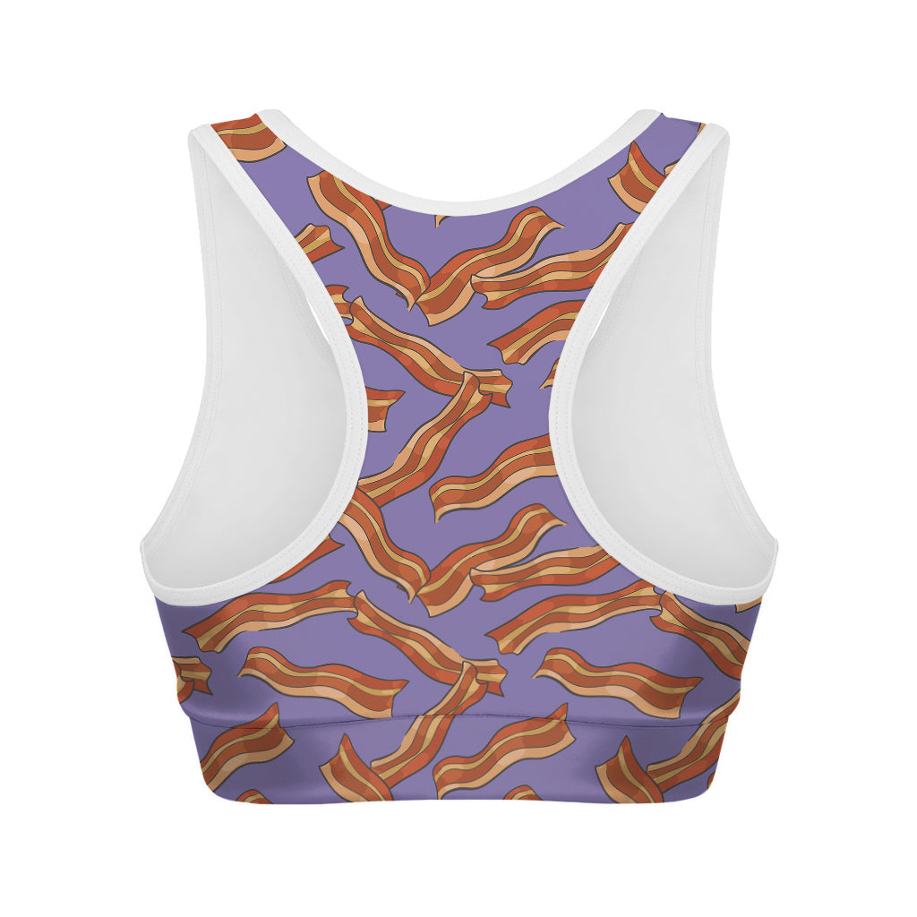 Purple Bacon Pattern Print Women's Sports Bra