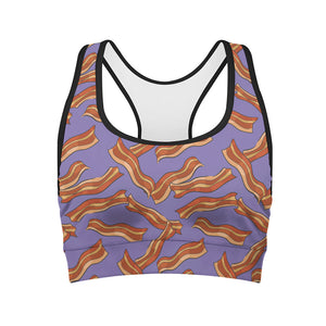 Purple Bacon Pattern Print Women's Sports Bra