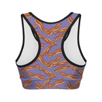 Purple Bacon Pattern Print Women's Sports Bra