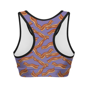 Purple Bacon Pattern Print Women's Sports Bra