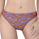 Purple Bacon Pattern Print Women's Thong