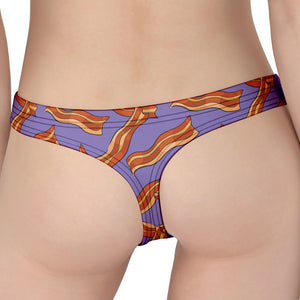 Purple Bacon Pattern Print Women's Thong