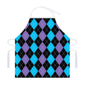 Purple Black And Blue Argyle Print Adjustable Apron