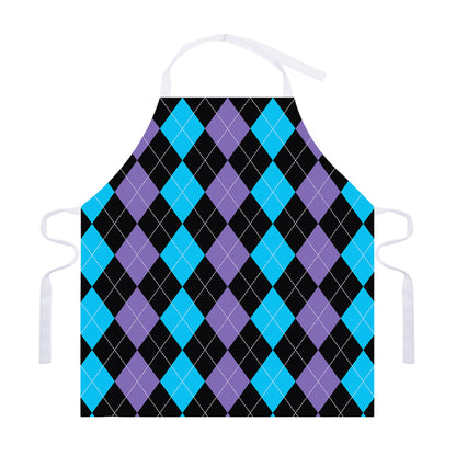 Purple Black And Blue Argyle Print Adjustable Apron