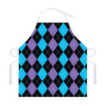 Purple Black And Blue Argyle Print Adjustable Apron