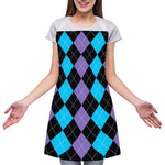 Purple Black And Blue Argyle Print Adjustable Apron