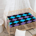 Purple Black And Blue Argyle Print Baby Crib Sheet